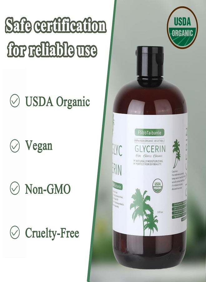 FSbbTaibanle Organic Vegetable Glycerin – USDA Organic Certified, 100% Pure, 16 fl oz – Natural Skin & Hair Moisturizer – Ideal for DIY Beauty, Soaps, Lotions & More – Non-GMO, Palm Oil Free - Image 3